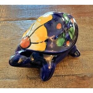 Talavera Pottery Tortoise Turtle Trinket Jewelry Box Folk Art Mexico